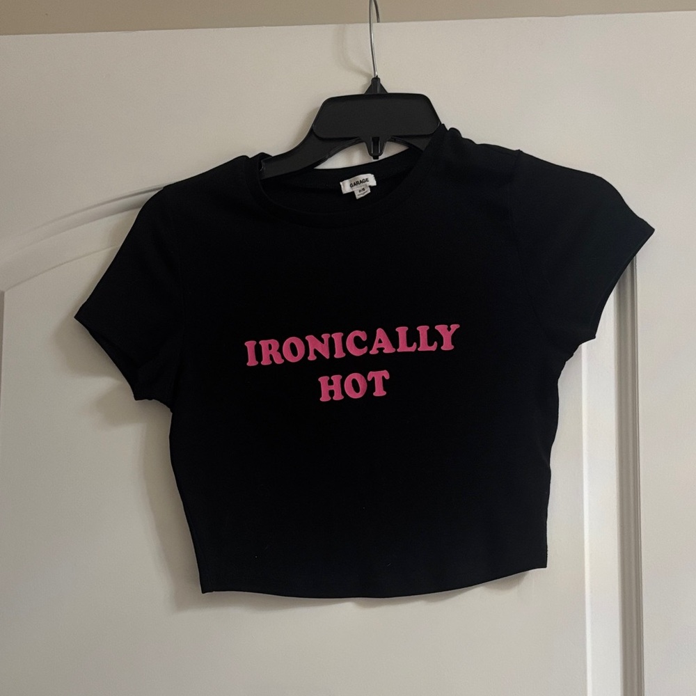 Garage Black Tee with Pink Text